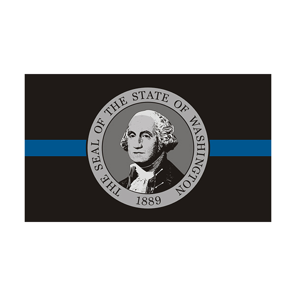 Washington State Flag Thin Blue Line WA Police Officer Sheriff Sticker Decal Rotten Remains