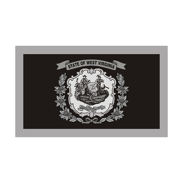West Virginia State Subdued Flag Black Gray Decal WV Vinyl Sticker Rotten Remains