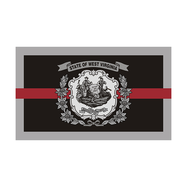 West Virginia State Flag Thin Red Line WV Firefighter Rescue Sticker Decal Rotten Remains