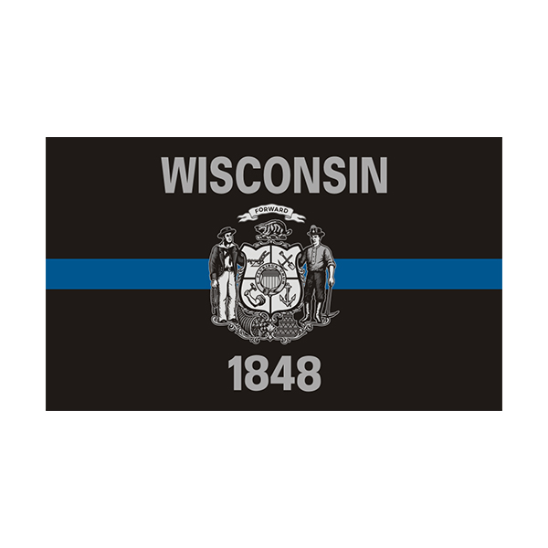 Wisconsin State Flag Thin Blue Line WI Police Officer Sheriff Sticker Decal Rotten Remains