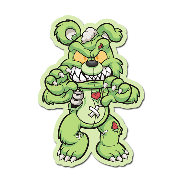 Zombie Bear Green Sticker Decal