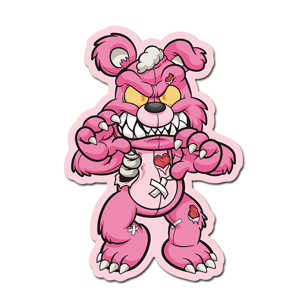 Zombie Bear Pink Sticker Decal