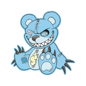 Zombie Teddy Bear Decal Blue Dead Cute Zombies Vinyl Sticker (LH) Rotten Remains