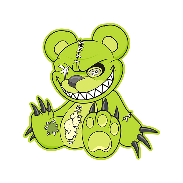 Zombie Teddy Bear Decal Green Dead Cute Zombies Vinyl Sticker (LH) - Rotten  Remains