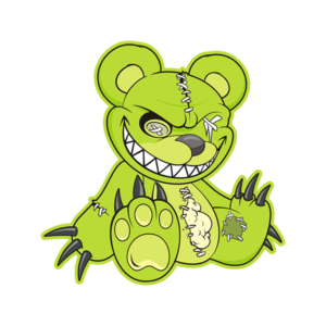 Zombie Teddy Bear Decal Green Dead Cute Zombies Vinyl Sticker (RH) Rotten Remains