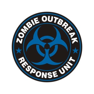 Zombie Outbreak Response Unit Zombies Hunter Blue Sticker Decal Rotten Remains