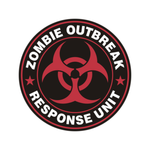 Zombie Outbreak Response Unit Zombies Hunter Red Sticker Decal Rotten Remains