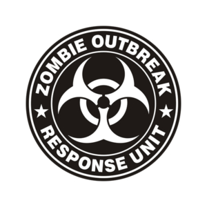 Zombie Outbreak Response Unit Zombies Hunter White Sticker Decal Rotten Remains