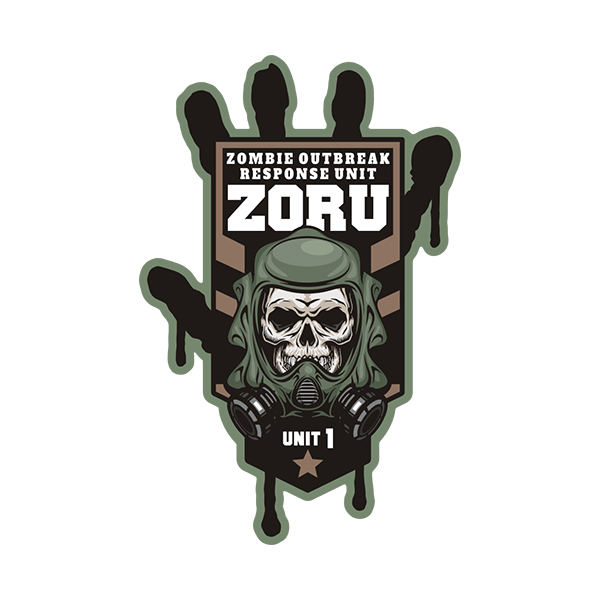 ZORU Zombie Outbreak Response Unit Vinyl Sticker Decal Olive Green Tan Rotten Remains