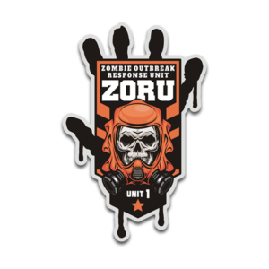 ZORU Zombie Outbreak Response Unit Vinyl Sticker Decal Orange Rotten Remains